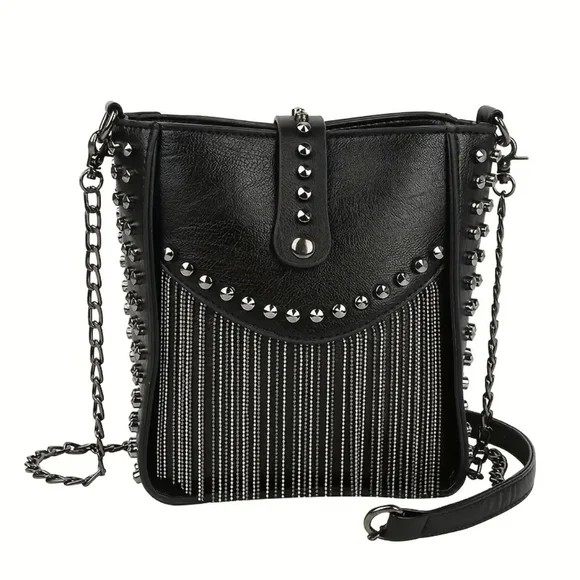 Studded Chain Fringe Bag - Picture 2 of 3